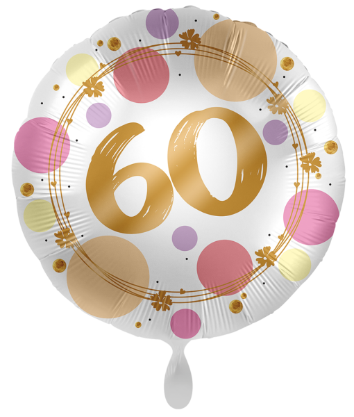 Folienballon - Shiny Dots, Zahl 60 - ø 43cm